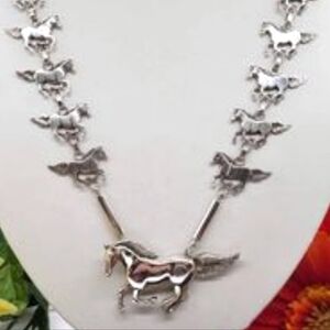 🐎Navajo Glen Sandoval vintage running horses 3D necklace, sterling 11 horses